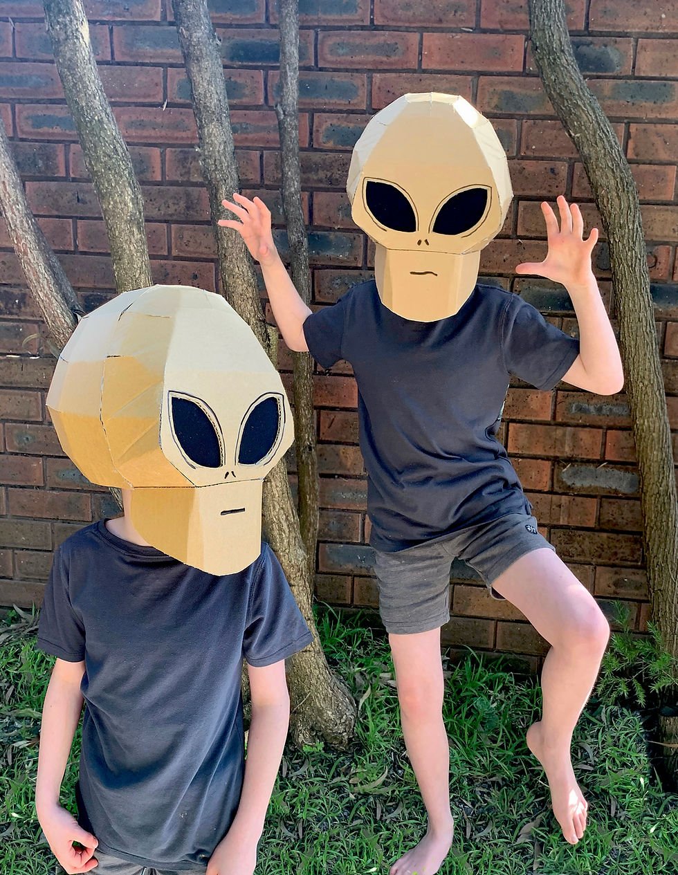 Handmade Cardboard Toy Alien Masks