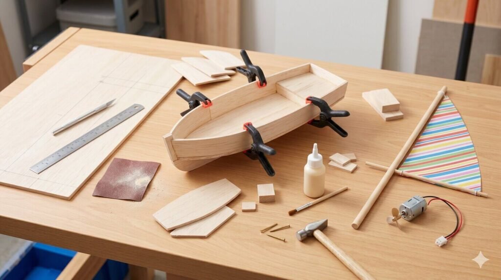 Step-by-step Assembling a toy boat