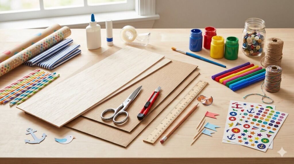 materials needed for making a toy boat
