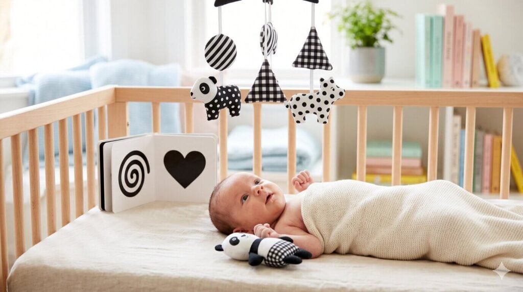Why are Newborn Toys Black And White